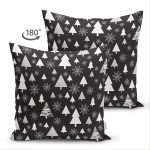 Çift Taraflı Siyah Zemin Üzerinde Yılbaşı Desenli Dijital Baskılı Modern Süet Yastık Kırlent Kılıfı Realhomes