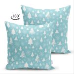 Çift Taraflı Renkli Zemin Üzerinde Yılbaşı Desenli Dijital Baskılı Modern Süet Yastık Kırlent Kılıfı Realhomes