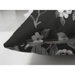 Çift Taraflı Siyah Zemin Üzerinde Çiçek Desenli Dijital Baskılı Modern Süet Yastık Kırlent Kılıfı Realhomes