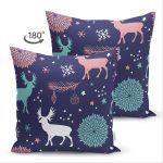 - Suet-K-8397-Gorsel2 - Realhomes Çift Taraflı Renkli Zemin Üzerinde Geyik Desenli Dijital Baskılı Modern Süet Yastık Kırlent Kılıfı Realhomes