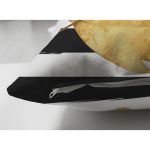 Çift Taraflı Beyaz Zemin Üzerinde Siyah Çizgili Sonbahar Yaprak Desenli Süet Yastık Kırlent Kılıfı Realhomes