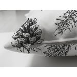 - Suet-K-8399-Gorsel3 - Realhomes Çift Taraflı Beyaz Zemin Üzerinde Kozalak Desenli Dijital Baskılı Modern Süet Yastık Kırlent Kılıfı Realhomes