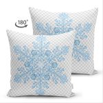 Çift Taraflı Renkli Ekose Zemin Üzerinde Kartanesi Desenli Dijital Baskılı Modern Süet Yastık Kılıfı Realhomes