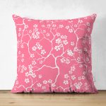 Çift Taraflı Rengarenk Zemin Üzerinde Beyaz Çiçek Desenli Süet Yastık Kırlent Kılıfı Realhomes