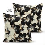 - Suet-K-8408-Gorsel2 - Realhomes  Çift Taraflı Rengarenk Zemin Üzerinde Siyah Çiçek Desenli Süet Yastık Kırlent Kılıfı Realhomes