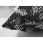 Çift Taraflı Siyah Zemin Üzerinde Beyaz Yaprak Desenli Süet Yastık Kırlent Kılıfı Realhomes