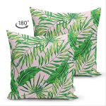 Çift Taraflı Renkli Zemin Üzerinde Yaprak Desenli Dijital Baskılı Modern Süet Yastık Kırlent Kılıfı Realhomes