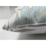 Çift Taraflı Beyaz Zemin Üzerinde Gold Detaylı Yaprak Desenli Modern Süet Yastık Kırlent Kılıfı Realhomes