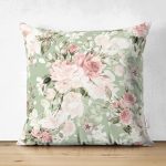 Çift Taraflı Rengarenk Zemin Üzerinde Beyaz Çiçek Desenli Süet Yastık Kırlent Kılıfı Realhomes