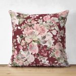 Çift Taraflı Rengarenk Zemin Üzerinde Çiçek Desenli Dijital Baskılı Modern Süet Yastık Kırlent Kılıfı Realhomes