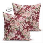 Çift Taraflı Rengarenk Zemin Üzerinde Çiçek Desenli Dijital Baskılı Modern Süet Yastık Kırlent Kılıfı Realhomes