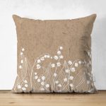 Çift Taraflı Rengarenk Zemin Üzerinde Beyaz Çiçek Desenli Süet Yastık Kırlent Kılıfı Realhomes