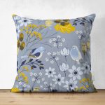 Çift Taraflı Rengarenk Zemin Üzerinde Çiçek Desenli Dijital Baskılı Modern Süet Yastık Kırlent Kılıfı Realhomes