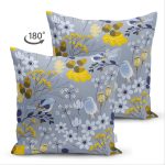 Çift Taraflı Rengarenk Zemin Üzerinde Çiçek Desenli Dijital Baskılı Modern Süet Yastık Kırlent Kılıfı Realhomes