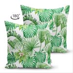 - Suet-K-8437-Gorsel2 - Realhomes Çift Taraflı Beyaz Zemin Üzerinde Yeşil Yaprak Desenli Süet Yastık Kırlent Kılıfı Realhomes