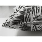 Çift Taraflı Siyah Zemin Üzerinde Beyaz Yaprak Desenli Süet Yastık Kırlent Kılıfı Realhomes