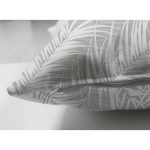 Çift Taraflı Gri Zeminli Beyaz Yaprak Desenli Dijital Baskılı Modern Süet Yastık Kırlent Kılıfı Realhomes