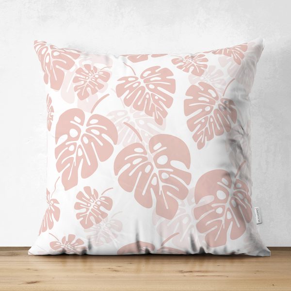 - Suet-K-8448-Gorsel1 - Realhomes  Çift Taraflı Siyah Zemin Üzerinde Pastel Renkli Yaprak Desenli Modern Süet Yastık Kırlent Kılıfı Realhomes