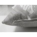 Çift Taraflı Gri Zeminli Beyaz Yaprak Desenli Dijital Baskılı Modern Süet Yastık Kırlent Kılıfı Realhomes