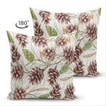 - Suet-K-8456-Gorsel2 - Realhomes  Çift Taraflı Beyaz Zemin Üzerinde Kozalak Desenli Dijital Baskılı Modern Süet Yastık Kırlent Kılıfı Realhomes