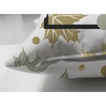 Çift Taraflı Beyaz Zemin Üzerinde Geometrik Desenli Yaprak Motifli Süet Yastık Kırlent Kılıfı Realhomes