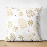 Çift Taraflı Beyaz Zeminli Kartanesi Desenli Dijital Baskılı Modern Süet Yastık Kırlent Kılıfı Realhomes