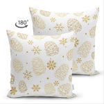 Çift Taraflı Beyaz Zeminli Kartanesi Desenli Dijital Baskılı Modern Süet Yastık Kırlent Kılıfı Realhomes