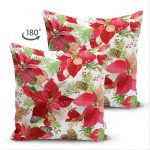 - Suet-K-8462-Gorsel2 - Realhomes  Çift Taraflı Beyaz Zeminli Renkli Yaprak Desenli Dijital Baskılı Modern Süet Yastık Kırlent Kılıfı Realhomes