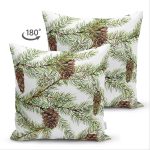 - Suet-K-8463-Gorsel2 - Realhomes Çift Taraflı Beyaz Zemin Üzerinde Kozalak Desenli Dijital Baskılı Modern Süet Yastık Kırlent Kılıfı Realhomes