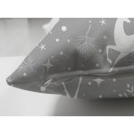 Çift Taraflı Gri Zemin Üzerinde Geyik Desenli Dijital Baskılı Modern Süet Yastık Kırlent Kılıfı Realhomes