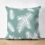 - Suet-K-8465-Gorsel1 - Realhomes Çift Taraflı Renkli Zeminli Beyaz Yaprak Desenli Dijital Baskılı Modern Süet Yastık Kırlent Kılıfı Realhomes