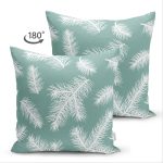 - Suet-K-8465-Gorsel2 - Realhomes Çift Taraflı Renkli Zeminli Beyaz Yaprak Desenli Dijital Baskılı Modern Süet Yastık Kırlent Kılıfı Realhomes
