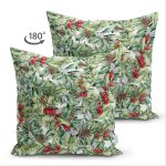 - Suet-K-8467-Gorsel2 - Realhomes Çift Taraflı Beyaz Zemin Üzerinde Yaprak Desenli Kiraz Motifli Modern Süet Yastık Kırlent Kılıfı Realhomes