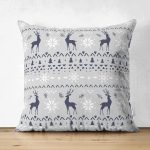 - Suet-K-8468-Gorsel1 - Realhomes Çift Taraflı Renkli Zemin Üzerinde Kartanesi Desenli Geyik Motifli Süet Yastık Kırlent Kılıfı Realhomes