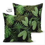 - Suet-K-8469-Gorsel2 - Realhomes Çift Taraflı Siyah Zemin Üzerinde Yaprak Desenli Dijital Baskılı Modern Süet Yastık Kırlent Kılıfı Realhomes