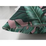 Çift Taraflı Pastel Zeminli Yeşil Yaprak Desenli Dijital Baskılı Modern Süet Yastık Kırlent Kılıfı Realhomes