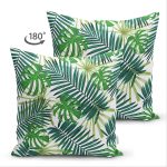 - Suet-K-8474-Gorsel2 - Realhomes Çift Taraflı Beyaz Zemin Üzerinde Yeşil Yaprak Desenli Süet Yastık Kırlent Kılıfı Realhomes