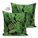 - Suet-K-8475-Gorsel2 - Realhomes Çift Taraflı Siyah Zemin Üzerinde Yeşil Yaprak Desenli Süet Yastık Kırlent Kılıfı Realhomes