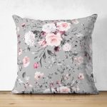 Çift Taraflı Rengarenk Zemin Üzerinde Çiçek Desenli Dijital Baskılı Modern Süet Yastık Kırlent Kılıfı Realhomes