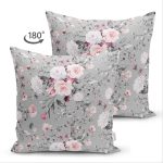 Çift Taraflı Rengarenk Zemin Üzerinde Çiçek Desenli Dijital Baskılı Modern Süet Yastık Kırlent Kılıfı Realhomes