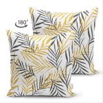 - Suet-K-8489-Gorsel2 - Realhomes  Çift Taraflı Beyaz Zemin Üzerinde Gold Detaylı Yaprak Desenli Modern Süet Yastık Kırlent Kılıfı Realhomes