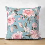 Çift Taraflı Rengarenk Zemin Üzerinde Çiçek Desenli Dijital Baskılı Modern Süet Yastık Kırlent Kılıfı Realhomes