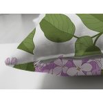 Çift Taraflı Beyaz Zemin Üzerinde Yeşil Yapraklı Çiçek Desenli Modern Süet Yastık Kırlent Kılıfı Realhomes