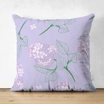 Çift Taraflı Renkli Zemin Üzerinde Yaprak Desenli Dijital Baskılı Modern Süet Yastık Kırlent Kılıfı Realhomes