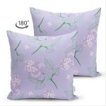 Çift Taraflı Renkli Zemin Üzerinde Yaprak Desenli Dijital Baskılı Modern Süet Yastık Kırlent Kılıfı Realhomes