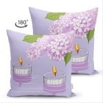 Çift Taraflı Rengarenk Zemin Üzerinde Mum Desenli Çiçek Motifli Modern Süet Yastık Kırlent Kılıfı Realhomes