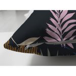 Çift Taraflı Siyah Zeminli Renkli Yaprak Desenli Dijital Baskılı Modern Süet Yastık Kırlent Kılıfı Realhomes