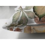 Çift Taraflı Beyaz Zeminli Sonbahar Yaprak Desenli Dijital Baskılı Modern Süet Yastık Kırlent Kılıfı Realhomes