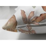 Çift Taraflı Beyaz Zeminli Sonbahar Yaprak Desenli Dijital Baskılı Modern Süet Yastık Kırlent Kılıfı Realhomes