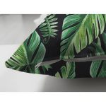 Çift Taraflı Siyah Zemin Üzerinde Yaprak Desenli Dijital Baskılı Modern Süet Yastık Kırlent Kılıfı Realhomes